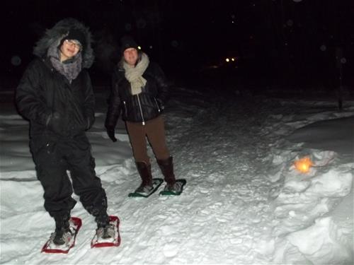 Candlelight snowshoeing