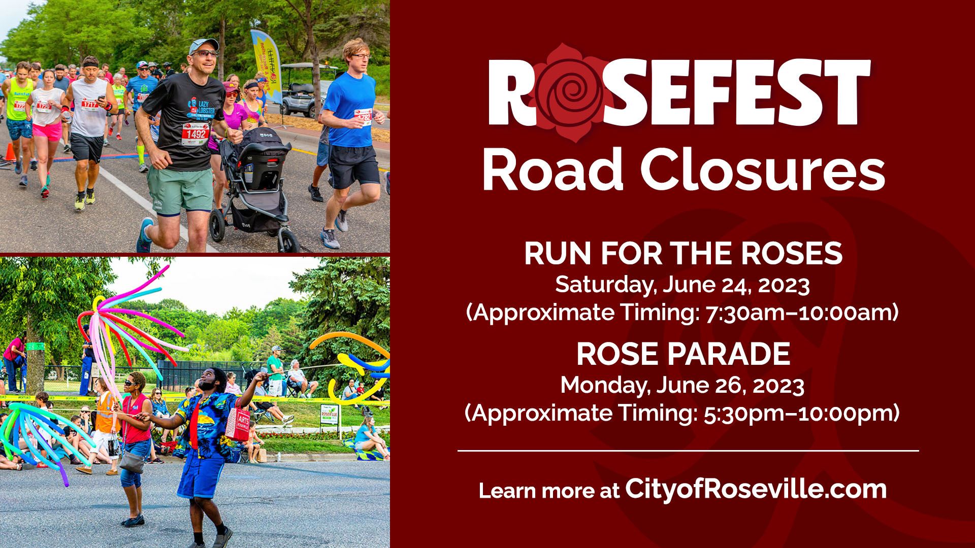 Rosefest road closures 2023