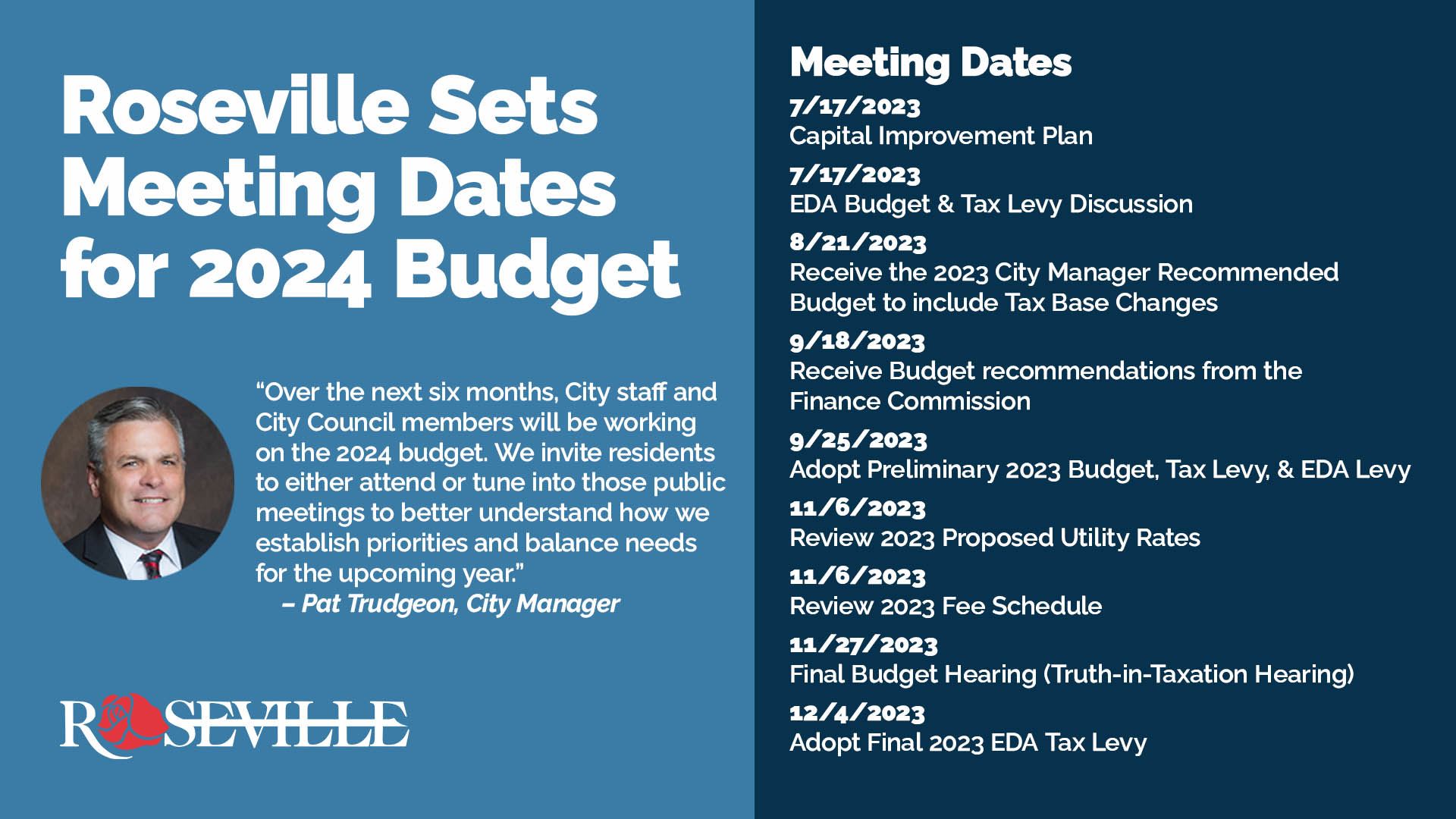 Roseville sets budget dates for 2023