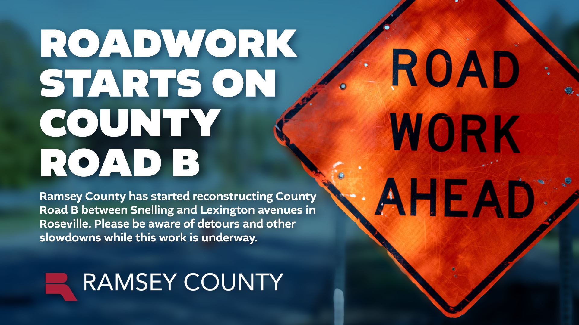 A picture shows a construction sign that reads 