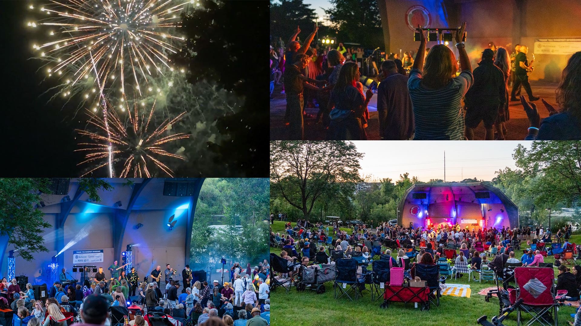 A collage from Rosefest Party in the Park 2024.