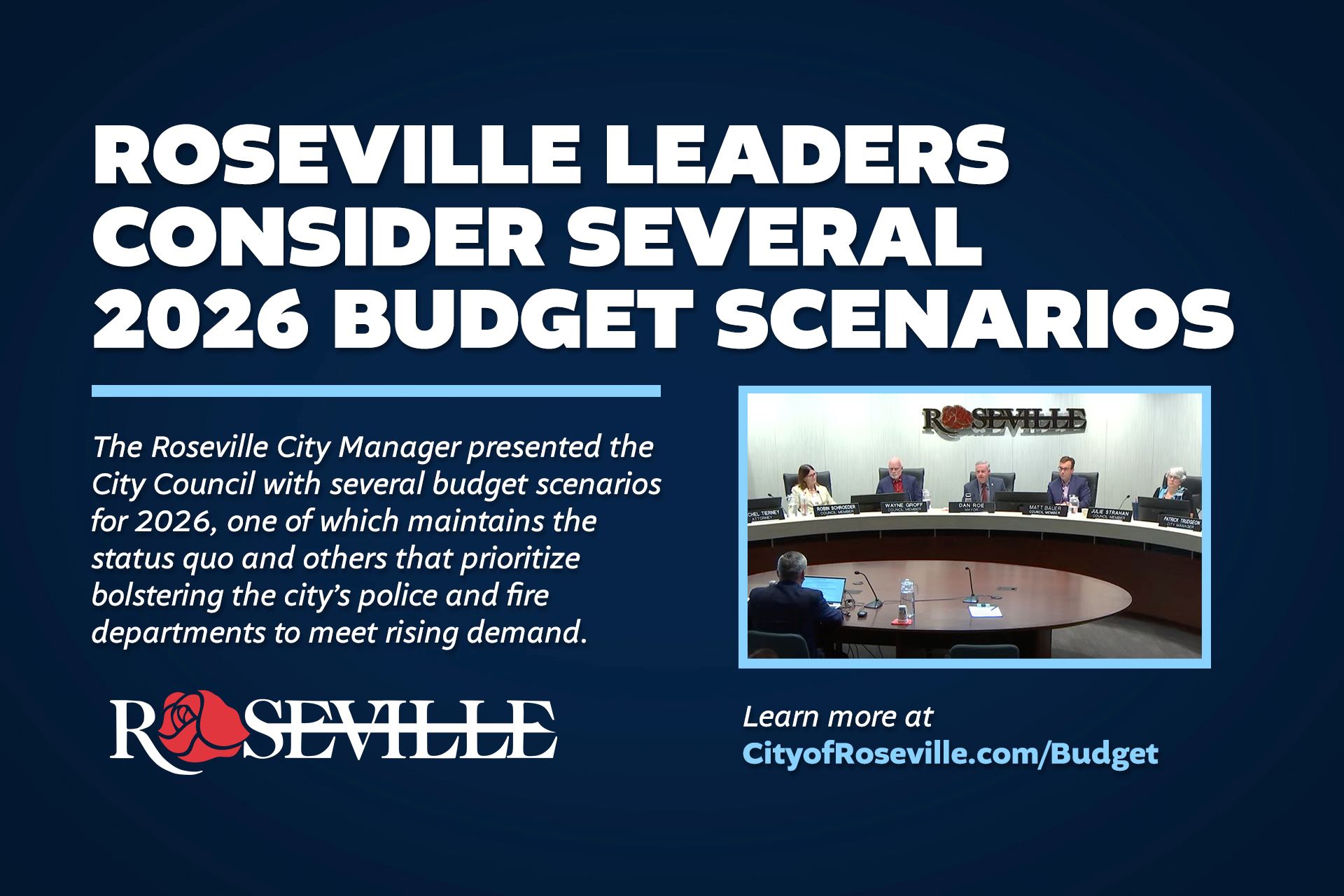 Roseville leaders consider several 2026 budget scenarios