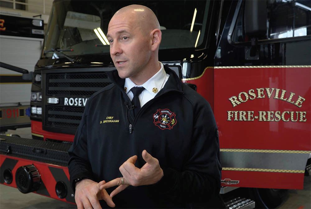 Fire Chief David Brosnahan at the Roseville Fire Station.