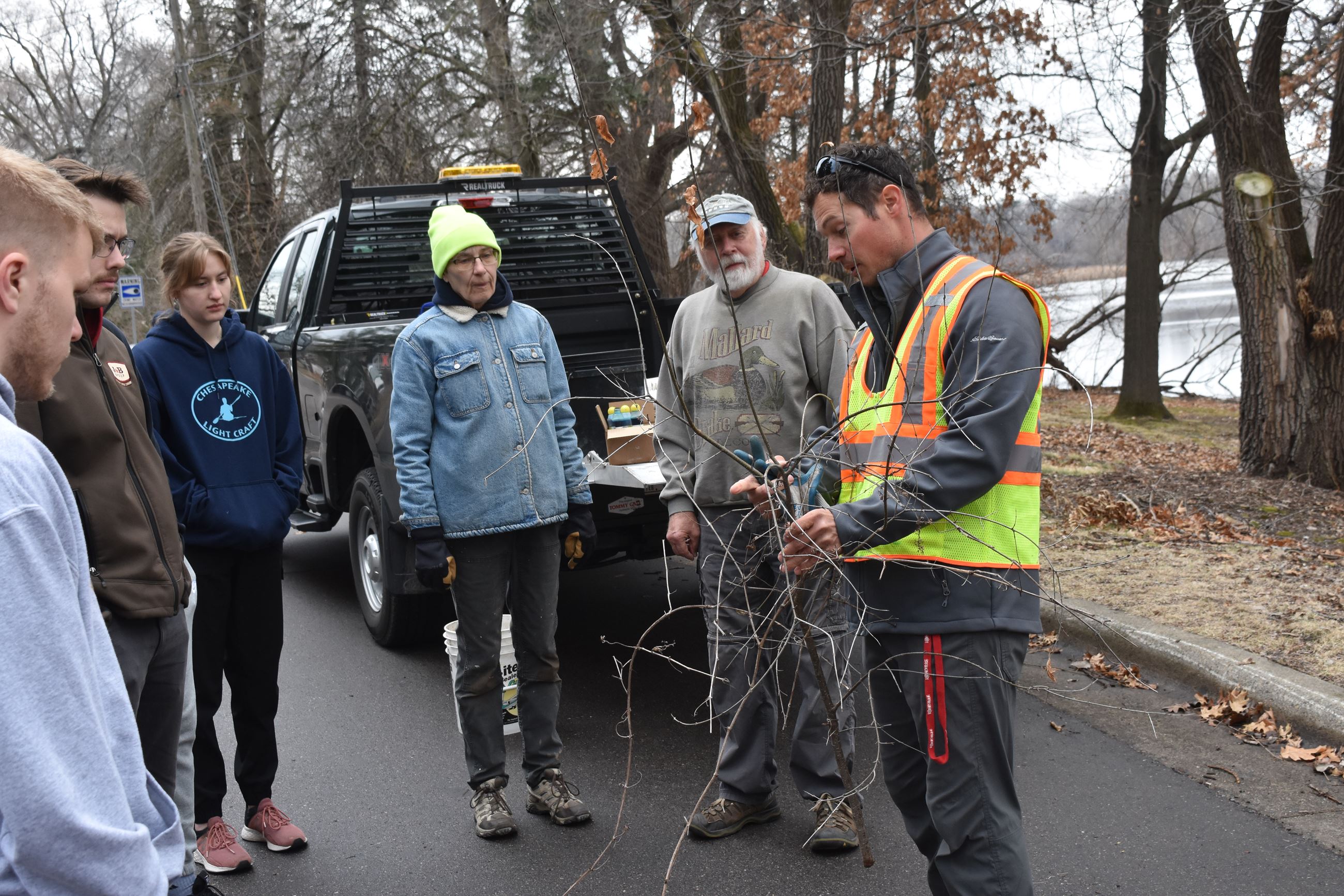 Buckthorn removal at Langton Lake Park in April 2025.